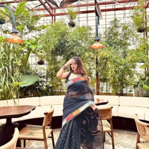 ব্লাউজ পিস সহ সেমি মসলিন শাড়ি