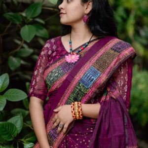 Semi muslin saree with blouse piece